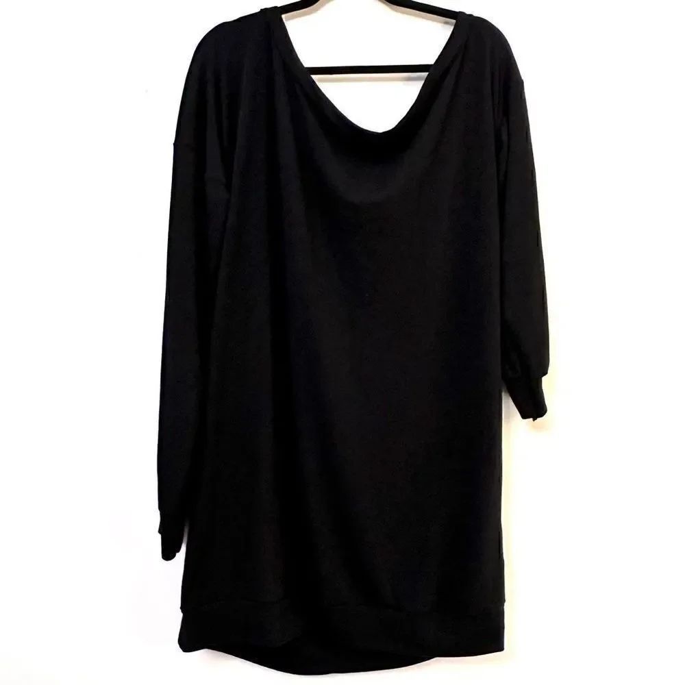Missguided Womens Plus Size Off The Shoulder Mini T-Shirt Dress Black Size 12
